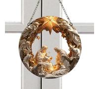 Pendentif de crèche de Noël religieux - Jésus religieux en acrylique Jésus attrape-Jésus Christian Décorations pour sapin de Noël Décoration Jésus Soleil 2D pour Noël