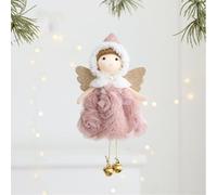 Pendentif de décoration de Noël en tissu léger avec poupée brodée pour petite fille, parfait pour accrocher un arbre, des décorations de fête, des scènes de mariage et une utilisation annuelle