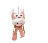 Pendentif de décoration de sapin de Noël en tissu avec une adorable figurine de fille en peluche, conçu pour un affichage de vacances léger et charmant (rose)