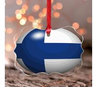 Pendentif de fenêtre de la Finlande - Drapeau patriotique rond - Ornement souvenir d'Amérique latine - Pays hispanique - Drapeaux européens d'Asie et d'Afrique - Boules de Noël en acrylique - Cadeau