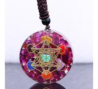 Pendentif De Guérison En Pierre Naturelle,Amulette De Protection Divine,De Grenat,Cube De Metatron,Énergie,Cristal,Méditation,Orgonite,7 Chakras - Type Garnet