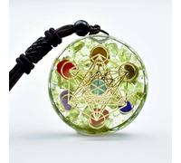 Pendentif De Guérison En Pierre Naturelle,Amulette De Protection Divine,De Grenat,Cube De Metatron,Énergie,Cristal,Méditation,Orgonite,7 Chakras - Type Olivine