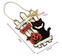 Pendentif de Halloween Chat et citrouille 25x15.5x0.5cm G