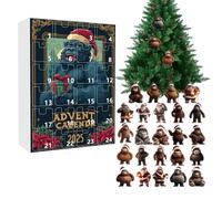 Pendentif de l'Avent de Noël 2025, décoration de singes saisonniers en acrylique 2D - Compte à rebours de 24 jours - Pour adultes et - Cadeau de fête - Sapin de Noël - Rétroviseur mural