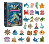 Pendentif de l'Avent en forme d'animal de Noël 2D plat en acrylique avec | Calendrier de compte à rebours - Figurines d'animaux marins pour chambre à coucher, bureau, centre commercial, magasin, hôtel