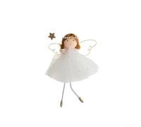 Pendentif de Noël à suspendre avec motif fée ange pour décoration d'arbre de maison, fenêtre et porte, décoration festive saisonnière (blanc)