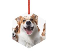 Pendentif de Noël en acrylique à suspendre pour sapin de Noël - Chien de Noël - Langue qui sort de la langue - Décoration de Noël de ferme