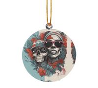 Pendentif de Noël en acrylique avec double tête de mort, idéal pour décorer une cheminée ou un rebord de fenêtre