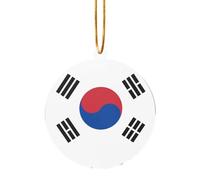 Pendentif de Noël en acrylique avec drapeau de la République de Corée - Cadeau décoratif pour décorer une cheminée ou un rebord de fenêtre