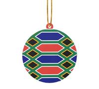 Pendentif de Noël en acrylique avec drapeau de l'Afrique du Sud, idéal pour décorer une cheminée ou un rebord de fenêtre