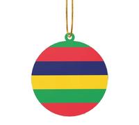 Pendentif de Noël en acrylique avec drapeau de l'île Maurice Cadeau décoratif pour décorer une cheminée ou un rebord de fenêtre
