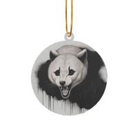 Pendentif de Noël en acrylique en forme de loup hurlant en colère, cadeau décoratif adapté pour décorer une cheminée ou un rebord de fenêtre
