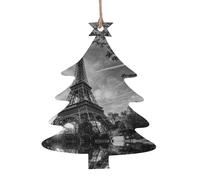 Pendentif de Noël en bois avec motif Tour Eiffel, élégant et mignon, une feuille d'aluminium pour l'atmosphère festive