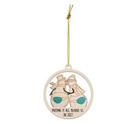 Pendentif De Noël en Bois Drôle Ornement Suspendu pour Couple D'élans Artisanat d'art pour La Maison Fenêtre Vacances Décoration Porte Murale Pendentif Noël