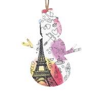 Pendentif de Noël en bois Tour Eiffel de Paris - Design élégant et mignon - Une feuille d'aluminium pour l'atmosphère festive