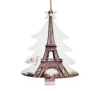 Pendentif de Noël en bois Tour Eiffel, élégant et mignon, une feuille d'aluminium pour l'atmosphère festive