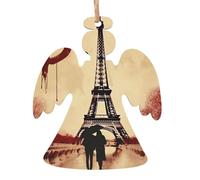 Pendentif de Noël en bois Tour Eiffel Love Paris, élégant et mignon, une feuille d'aluminium pour l'atmosphère festive