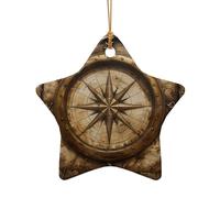 Pendentif de Noël en céramique avec boussole nautique, décoration d'arbre de Noël, souvenir Goliday