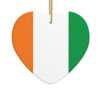 Pendentif de Noël en céramique avec drapeau de la Côte d'Ivoire - Décoration de Noël pour cheminée et bureau - Cadeau idéal pour la famille et les amis