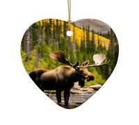 Pendentif de Noël en céramique avec imprimé cerf, ours et élan