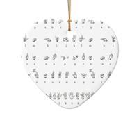 Pendentif de Noël en céramique avec inscription « Sign Language Alphabet »