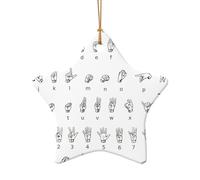 Pendentif de Noël en céramique avec inscription « Sign Language Alphabet »
