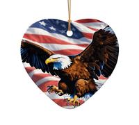 Pendentif de Noël en céramique avec motif aigle avec drapeau des États-Unis, décorations de sapin de Noël, souvenir Goliday