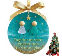 Pendentif de Noël en céramique de l'amitié rond pour sapin de Noël pour l'hiver, Thanksgiving, anniversaire, fête, vacances, sœurs, compagnons