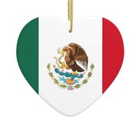 Pendentif de Noël en céramique en forme de cœur à suspendre Drapeau du Mexique WHJDPP Décoration de Noël pour sapin de Noël, supermarché, maison