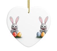Pendentif de Noël en céramique en forme de cœur à suspendre HJFCZH Le petit lapin ressemble pour œufs de Pâques, décoration de Noël pour sapin de Noël, supermarché, maison