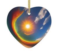 Pendentif de Noël en céramique en forme de cœur à suspendre HJFCZH Soleil haut dans le ciel Décoration de Noël pour sapin de Noël, supermarché, maison