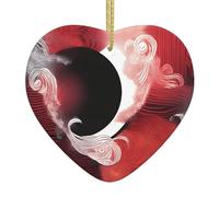 Pendentif de Noël en céramique en forme de cœur à suspendre HJFCZH Tai Chi Motif abstrait Décoration de Noël pour sapin de Noël, supermarché, maison