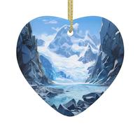 Pendentif de Noël en céramique en forme de cœur à suspendre Motif rivière de glace brisée Décoration de Noël pour sapin de Noël, supermarché, maison