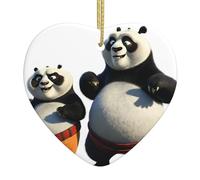 Pendentif de Noël en céramique en forme de cœur à suspendre WHJDPP grands et petits pandas Décoration de Noël pour sapin de Noël, supermarché, maison