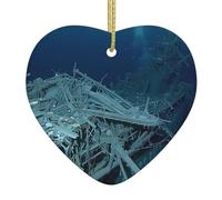 Pendentif de Noël en céramique en forme de cœur à suspendre WHJDPP Naufrage sous la mer Décoration de Noël pour sapin de Noël, supermarché, maison