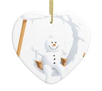 Pendentif de Noël en céramique en forme de cœur à suspendre WHJDPP Snow Sculpture Swing Décoration de Noël pour sapin de Noël, supermarché, maison