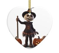 Pendentif de Noël en céramique en forme de cœur à suspendre WHJSSF citrouille sorcière décoration de Noël pour sapin de Noël, supermarché, maison