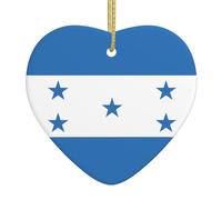 Pendentif de Noël en céramique en forme de cœur avec drapeau YYHWHJDE du Honduras lisse et lumineux pour sapin de Noël, décoration de maison et supermarché