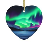 Pendentif de Noël en céramique en forme de cœur avec lumières WHJSSF colorées impression lisse et lumineuse pour sapin de Noël, décoration de maison et de supermarché