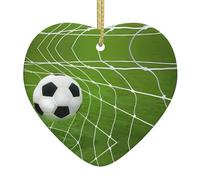 Pendentif de Noël en céramique en forme de cœur YUGTAEE avec herbe verte - Décoration de sapin de Noël pour cheminée, centre commercial, fête de vacances