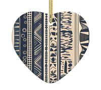 Pendentif de Noël en céramique en forme de cœur YYHHAOFA Illustration des peuples africains imprimés lisses et lumineux pour sapin de Noël Décoration de maison et supermarché