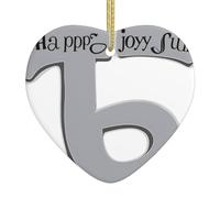 Pendentif de Noël en céramique en forme de cœur YYHHAOFA imprimé lisse et lumineux pour sapin de Noël, décoration de maison et supermarché