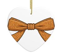 Pendentif de Noël en céramique en forme de cœur YYHHAOFA mignon tricoté avec nœud imprimé lisse et lumineux pour sapin de Noël, décoration de maison et de supermarché