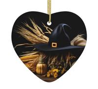 Pendentif de Noël en céramique en forme de cœur YYHWHJDE Chapeau de sorcière Motif maïs lisse et lumineux pour sapin de Noël Décoration de maison et supermarché
