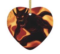 Pendentif de Noël en céramique en forme de cœur YYHWHJDE Flamme Démon Lisse et Lumineux pour sapin de Noël Décoration de maison et supermarché