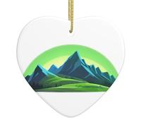 Pendentif de Noël en céramique en forme de cœur YYHWHJDE Hills Under The Aurora lisse et lumineux pour sapin de Noël, décoration de maison et supermarché