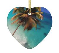 Pendentif de Noël en céramique en forme de cœur YYHWHJDE îles des Caraïbes Image lisse et lumineuse pour sapin de Noël, décoration de maison et supermarché