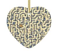 Pendentif de Noël en céramique en forme de cœur YYHWHJDE Labyrinthe Carte au trésor Image lisse et lumineuse pour sapin de Noël, décoration de maison et supermarché