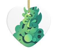 Pendentif de Noël en céramique en forme de cœur YYHWHJDE Motif étrange lisse et lumineux pour sapin de Noël Décoration de maison et supermarché