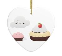 Pendentif de Noël en céramique en forme de cœur YYHWHJDE Sky Cloud Dessert Image lisse et lumineuse pour sapin de Noël, décoration de maison et supermarché